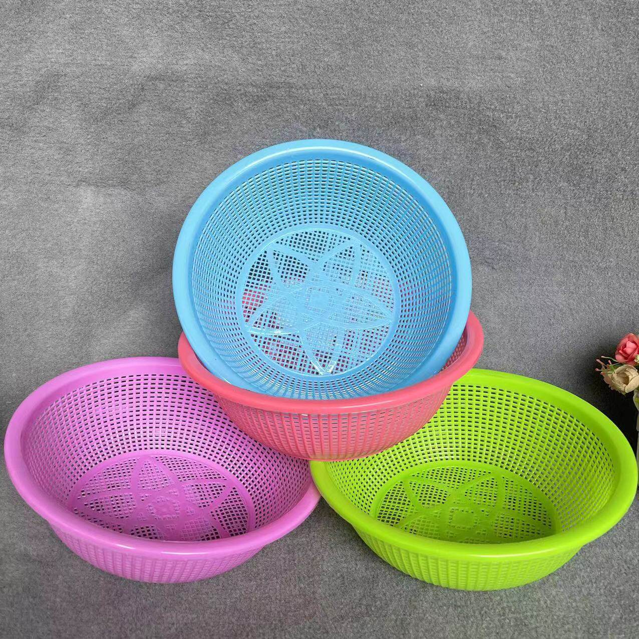 Plastic Kitchen Round Rice Sieve, Thickened Draining Basket for Washing Rice, Fruit Basket, Vegetable Washing Basin, Vegetable Basket, Vegetable Washing Basin