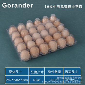 Plastic Egg Tray for 30 Eggs, Disposable Medium-Sized Flat Perforated Transparent Packaging Box for Free-Range Eggs, Wholesale in Various Sizes