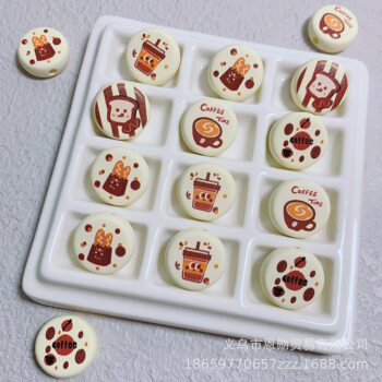 Maillard Autumn Color Hand Paint Double-Sided Printed Milk Pieces Round Beaded Diy Printed Round Beaded Pen Accessories