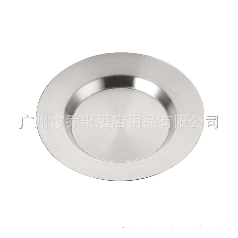 Korean-Style Stainless Steel Round Tray Flat Edge Thickened Round Plate Barbecue Fruit Plate Restaurant Hotel Shallow Plate Gold