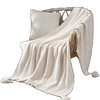 Nordic Sofa Blanket Office Nap Blanket Tassel Knitted Wool Casual Air Conditioning Blanket Off-White