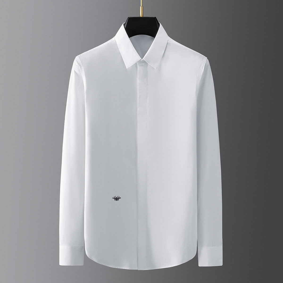 Áo sơ mi nam dài tay cotton thêu ong nhỏ dáng ôm — Trắng (Ong vàng), Đen (Ong Trắng), Màu đen (Con Ong Vàng), Trắng (Ong Đen)