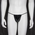 Black Patent Leather Cock Sling Thong