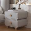 Cream Style Bedside Cabinet New Home Bedroom Leather Bedside Cabinet Simple Modern Installation-Free Small Storage Cabinet