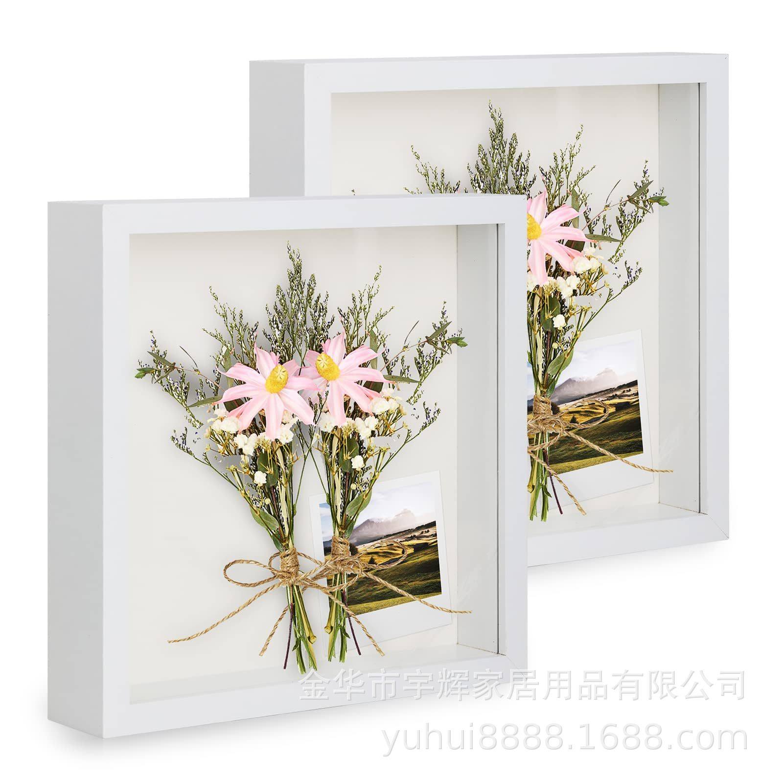 Three-Dimensional Hollow 5cm Dried Flower Photo Frame Wholesale 8-Inch 10inch 16inch A4A3 Handmade Rose Framed Light Picture Frame