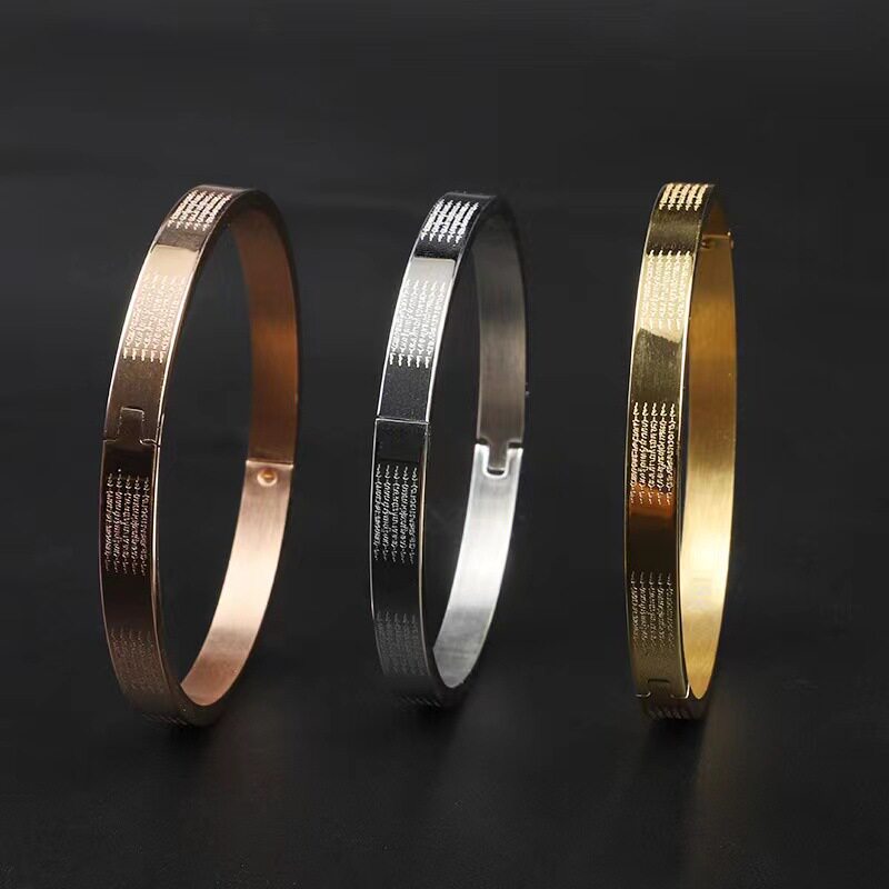 Thailand Akono Five Scripture Titanium Steel Bracelet Bangles Stainless Steel Bracelet Does Not Fade