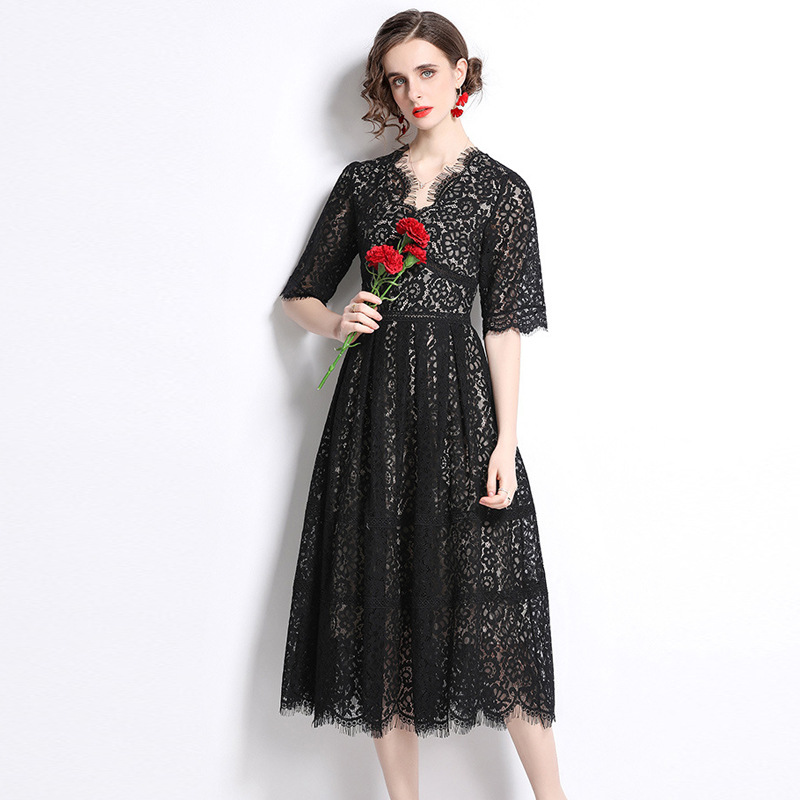 (Mới) Mã A7414 Giá 900K: Váy Đầm Liền Thân Nữ Gudcl Ngắn Tay Hàng Mùa Xuân Thu Đông Cổ Chữ V Thời Trang Nữ Chất Liệu Ren G03 Sản Phẩm Mới, (Miễn Phí Vận Chuyển Toàn Quốc).