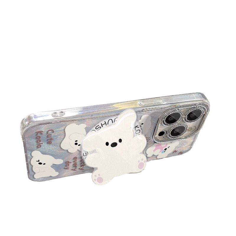 Cute Animal Magnetic Bracket Suitable for Apple 15 Feather Yarn Phone Case 14PRO Full Cover Lens Film 13/12 Advanced