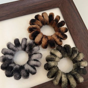 Korean Fashion Leopard Print Phone Cord Hair Band High Elastic Ball Hair Rope Autumn and Winter Phone Ring Hair Tie Rubber Band for Women