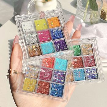Sequin nine-color eye shadow plate shiny makeup new fine flash 61 student performance stage makeup plate wholesale