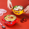 Stainless Steel Kidsren's Bowl Household Rice Bowl Baby Bowl Baby Food Bowl with Lid Cartoon Small Bowl Insulated Anti-Fall Double Layer