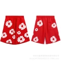 Red Casual Shorts (White Wreath)
