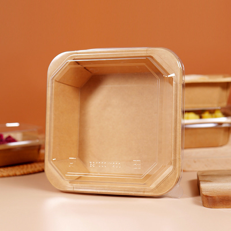 Kraft Paper Square Octagonal Fruit Box Fruit Cut Dessert Salad Light Food Baking Cake Snacks Take-away Packing Meal Box