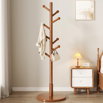 Solid Wood Coat Rack Floor-Standing Bedroom Floor-Standing Clothes Rack Household Clothes Rack Clothes Rack Clothes Rod