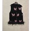 New Chinese Style Black and Pink Butterfly Heavy-Duty Fur Vest 2025 New Early Autumn Classy Chinese Style Women's Suit