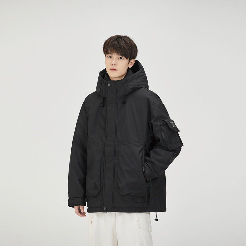 Men's Winter Fashion Brand 90 Duck Down Jacket Functional Tooling Warm Thickened Hooded Down Jacket Fashionable Couple Loose