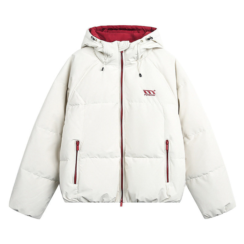 American-Style 90 White Duck down Jacket for Men and Women, Winter Outdoor Thickened Couple's Color-Blocking Stand Collar Puffer Jacket, Warm Coat