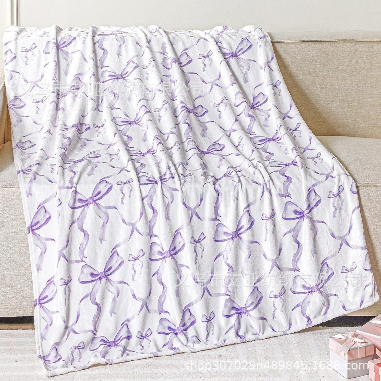 Bow Cover Blanket Cute Flannel Soft Blanket Girls Blanket Nap Blanket Air-conditioning Blanket Girls Bed Blanket
