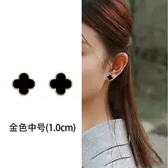 2024 new black silver needle Clover stud earrings women's net red earrings trendy earrings niche high-grade earrings wholesale