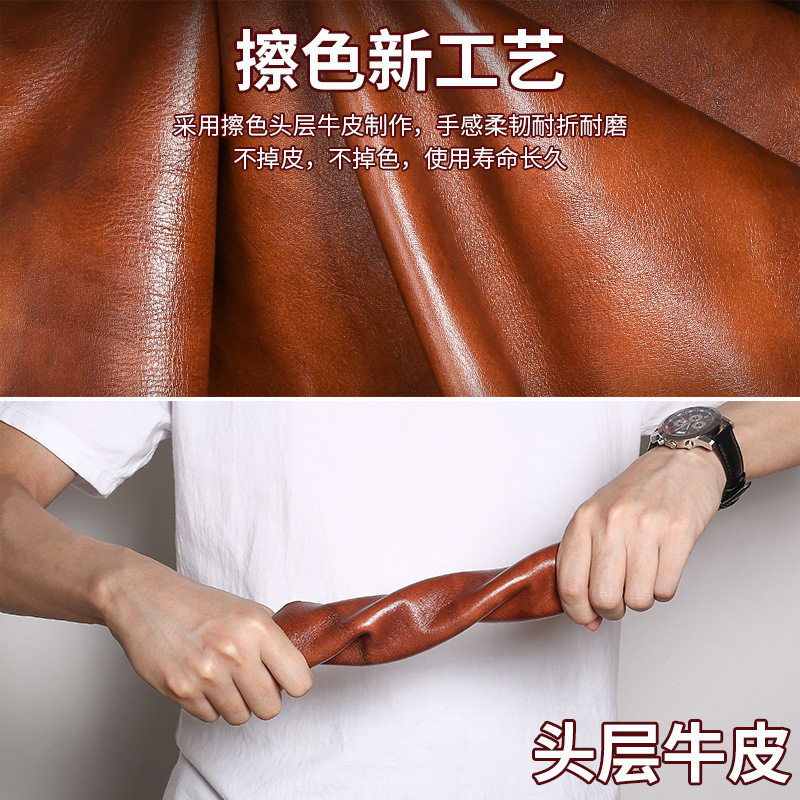 Factory Direct Sales Wallet Men's Genuine Leather Anti-Theft Brush Ultra-Thin Multi-Card Slot Short Wallet Rfid Cross-Border Export