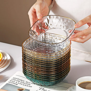 Cross-Border Plastic Light Luxury Transparent Diamond Spit Bone Dish Household Snack Snack Plate Candy Plate Dried Fruit Dish