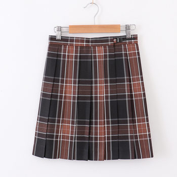 Japanese Academy High-Waisted Black Sugar Ginger Tea Jk Uniform Pleated Skirt Spring Summer Autumn Skirt with Pockets and Positioning Line
