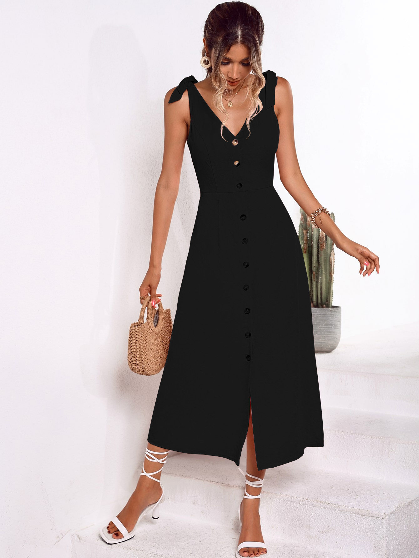 Elegant Womens Vacation Dress Sleeveless A Line Lightweight Fabric Various Colors Perfect for Summer Getaways