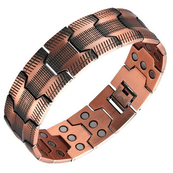 Amazon's Best-Selling European and American Cross-Border Twill Ancient Red Copper Men's Bracelet Three-Row Magnet Bracelet Wholesale
