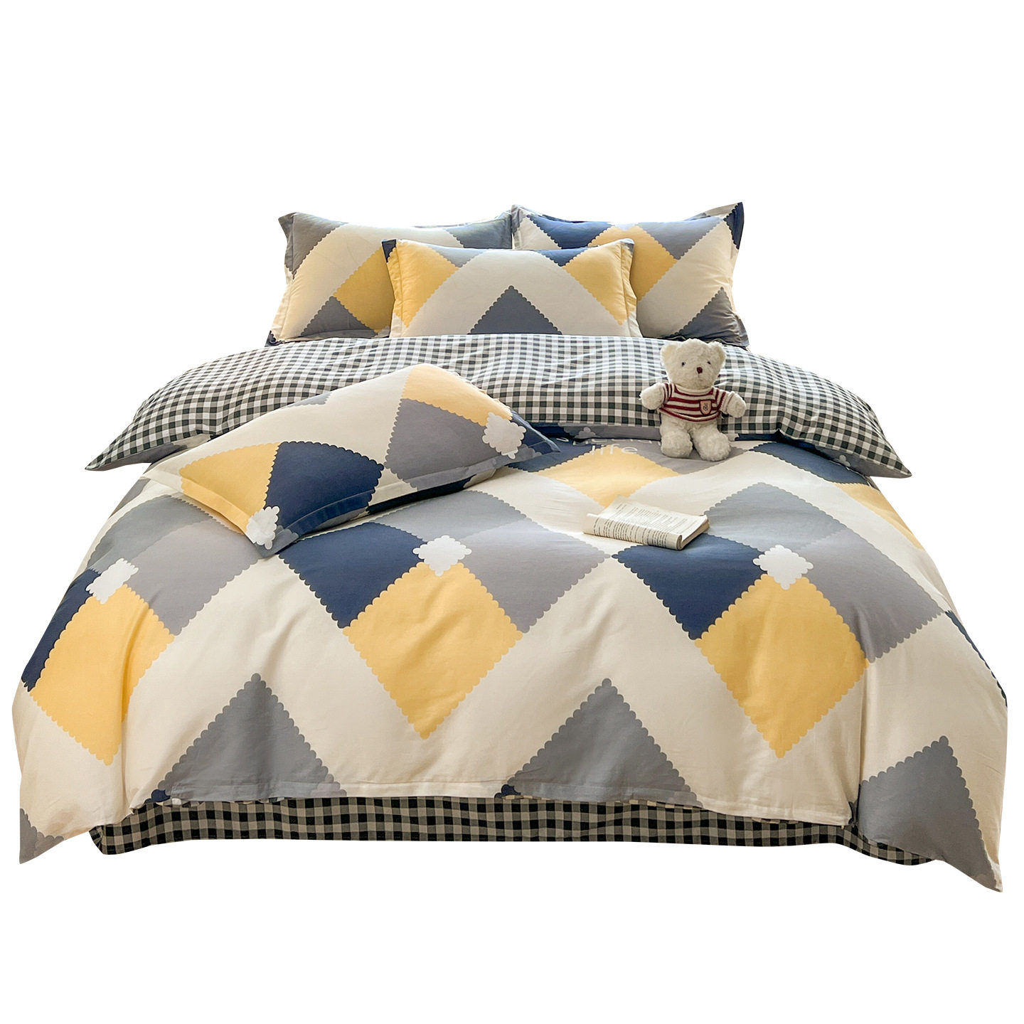 Four Seasons Pure Cotton Four-Piece Set 100 Cotton Category a Maternal and Infant Grade Bedding Sheets and Quilt Covers Cartoon Dormitory Three-Piece Set