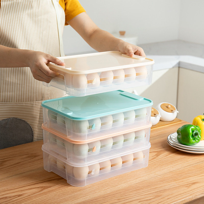 Multi-Color egg box kitchen household stackable refrigerator fresh-Keeping transparent storage box plastic frozen tray