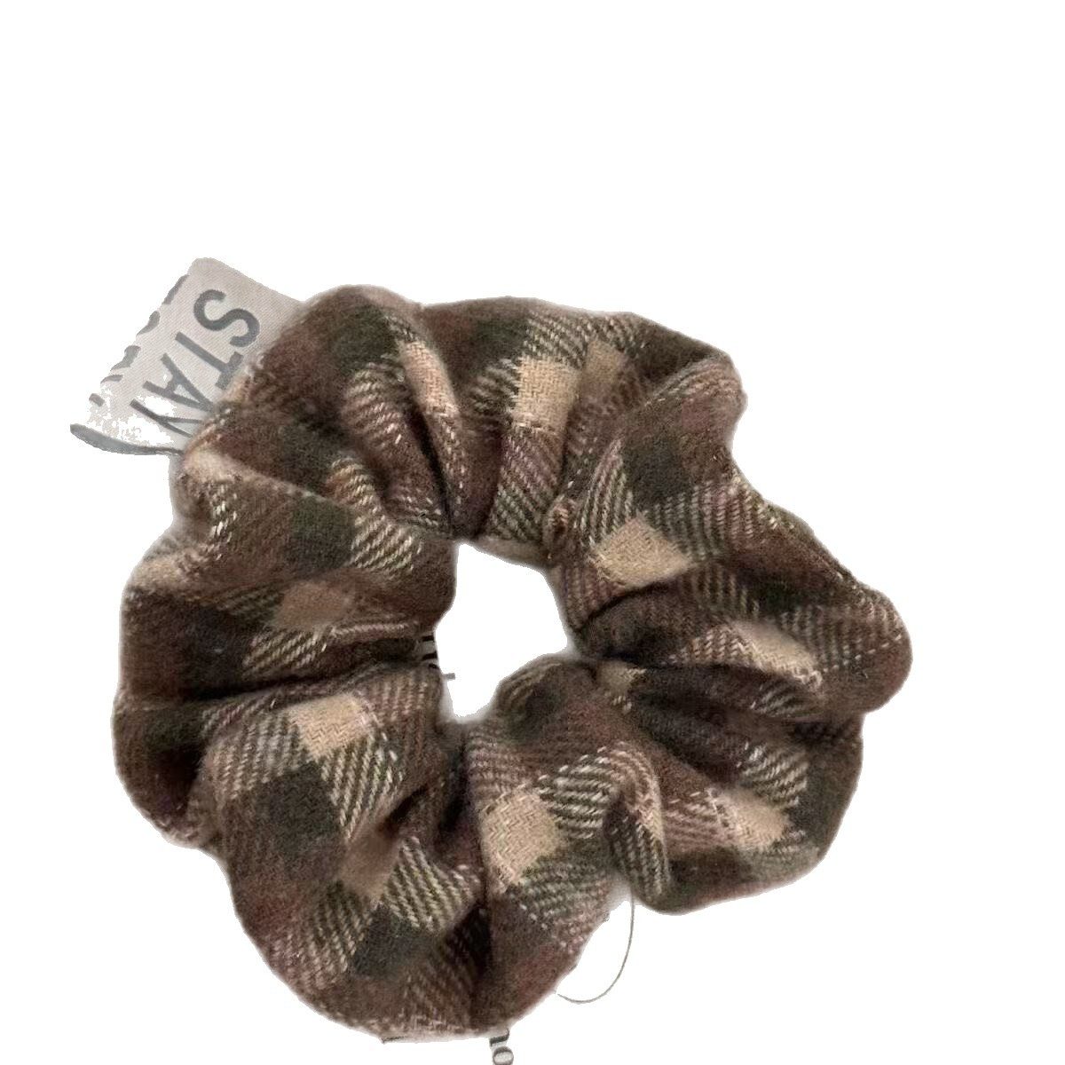 Autumn and Winter Hair Accessories New Plaid Retro Plaid Hair Band Preppy Ball Hair Headdress Daily Hair Rope K-Style