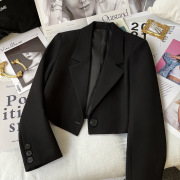 Short Black Suit Jacket Women Spring and Autumn New Casual High Design Sense Niche Small Suit Foreign Trade