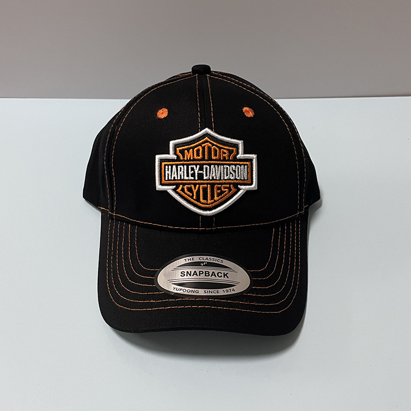 ブラック - ピークド キャップ (ブラウン刺繍)