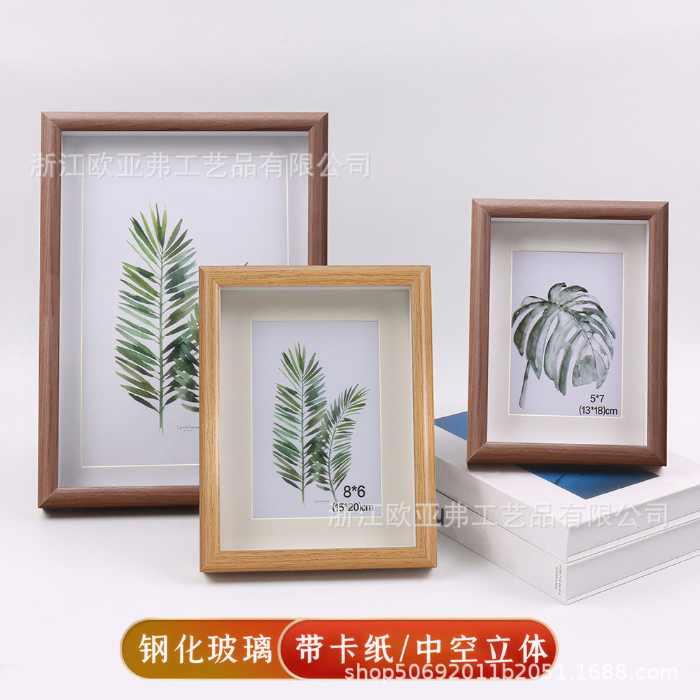 Wooden three-dimensional hollow creative photo frame table wholesale 678 10 inch A4 Nordic wall square oil painting stick picture frame