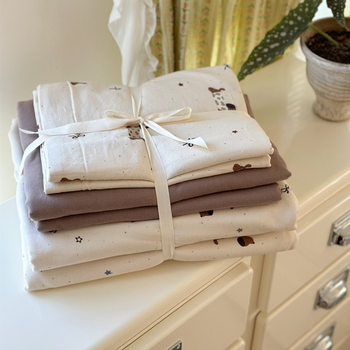 2025 Pure Cotton Fresh Print Brushed Three or Four Piece Set Pure Cotton Thickeneded Cartoon Family Kidsren's Room Bedding