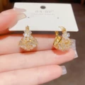 No. 85 double-sided oil-dropping shell flower earrings (thick real gold plating)