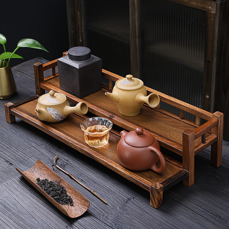 Walnut Desktop Storage Rack Tea Table Two-Layer Three-Layer Kung Fu Tea Cup Storage Rack