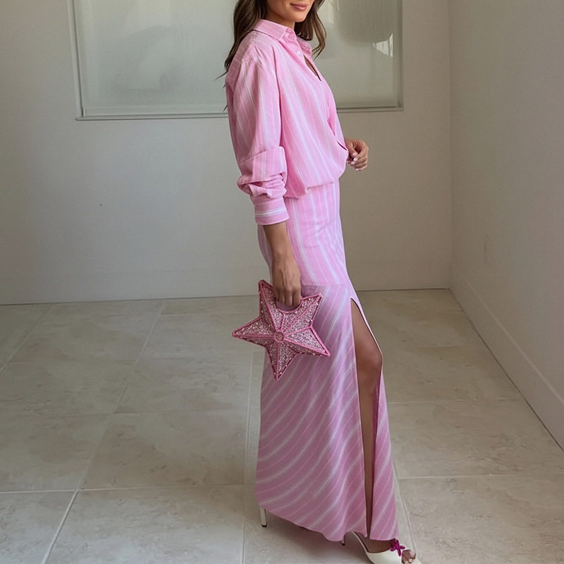 Striped Long Sleeve Shirt Dress Slim Fit Casual Style Summer Fashion Wholesale Available bulk order