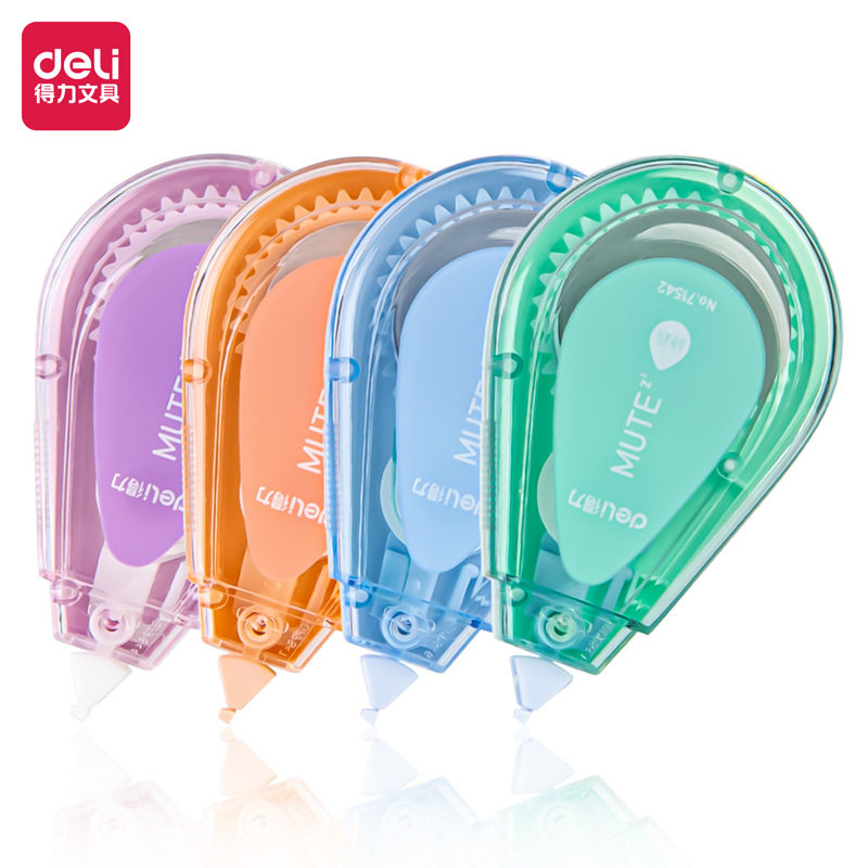 Deli Correction Tape for Primary School Students, Silent, High-Looking, Low-Correcting Tape, Non-Stuck Tape, Continuous Tape, Large-Capacity Correction Tape