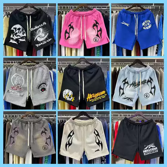 Hell Star Washed Old Casual Shorts 2024 Summer New European and American Fashion Brand Hip Hop Pants for Men and Women