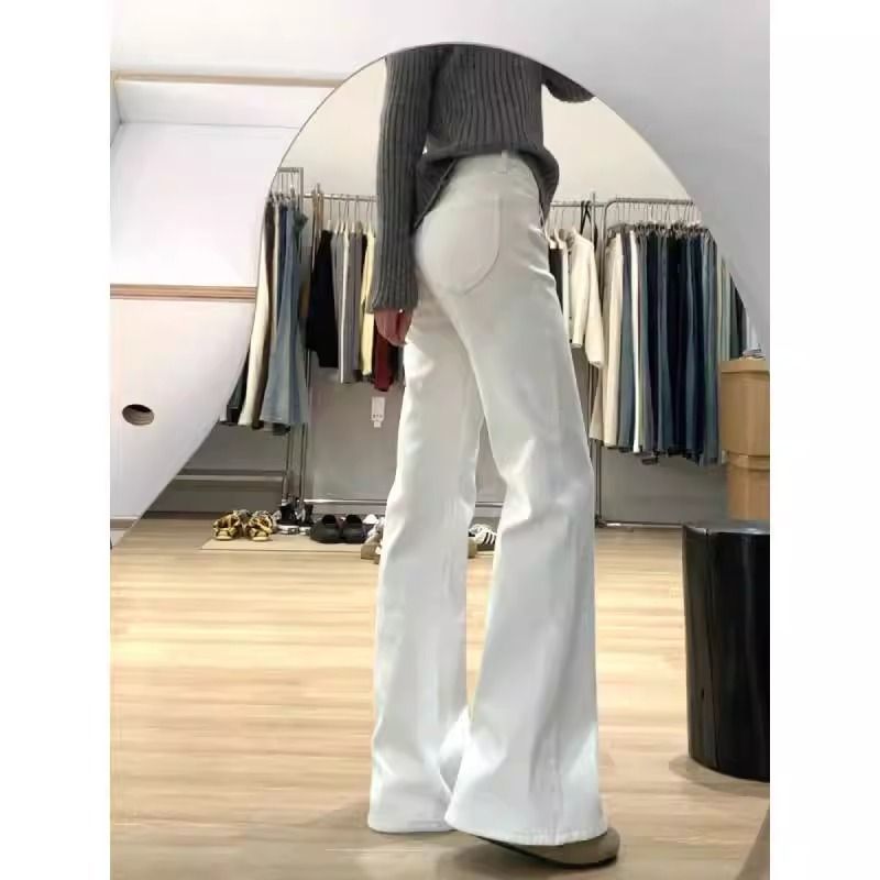 White Low Rise Flared Jeans for Women Vintage Loose Fit Spring Fashion low MOQ customizable