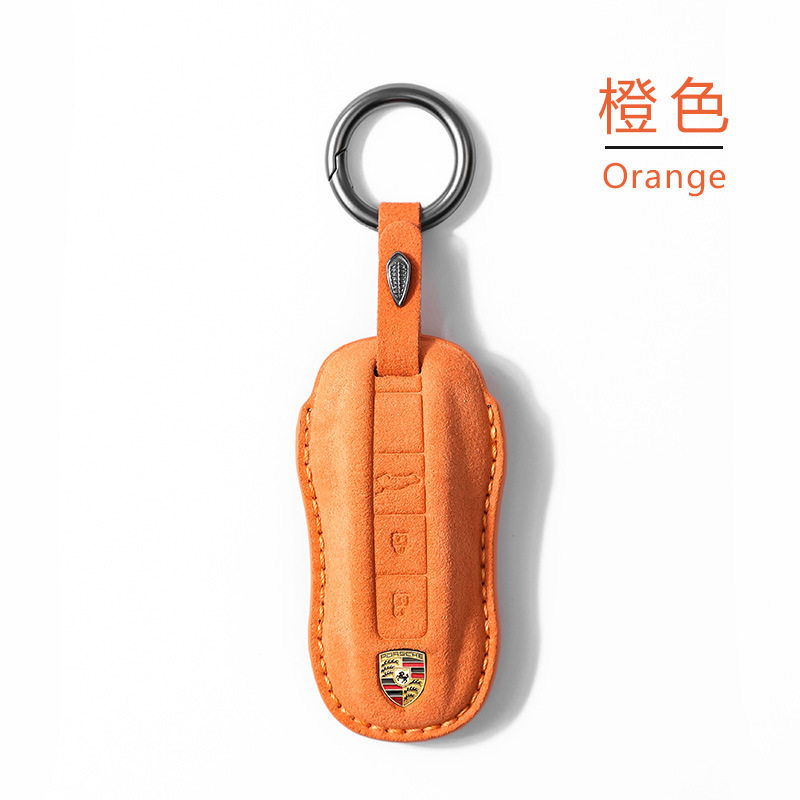 Monthly 500 Suede Car Key Case for Porsche Cayenne 718Macan Palamela Buckle Case