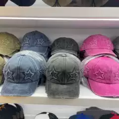 New Five-pointed Star Retro Ripped Korean Style Baseball Cap for Women with Large Head Circumference and Face-showing Small Denim Duck Cap Trendy Sunshade