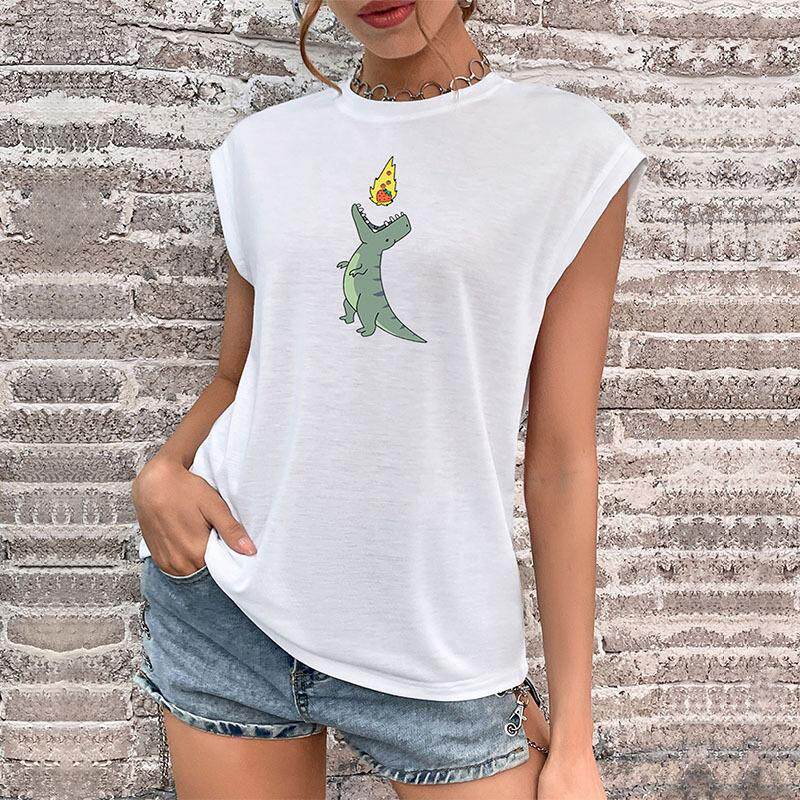 Vintage White American T Shirt Summer Casual Style Retro Design Comfortable Fit Womens Fashion Top Wholesale