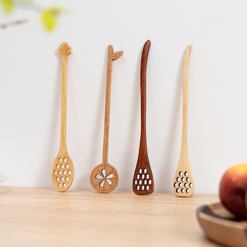 Wooden Honey Spoon Japanese Mixing Spoon Beech Creative Lemon Mixing Spoon Creative Coffee Spoon Simple Small Spoon