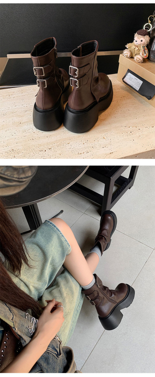 Boot nữ da bò cổ thấp gót xuồng khóa kéo bên hông — Lớp lót đơn màu đen, Lớp lót đơn màu nâu, Lót nhung đen, Lót nhung màu nâu
