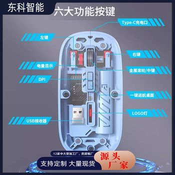 New Transparent Wireless Mouse 2.4g Bluetooth Magnetic One-Key Return Three-Level Dpi Adjustable Rechargeable