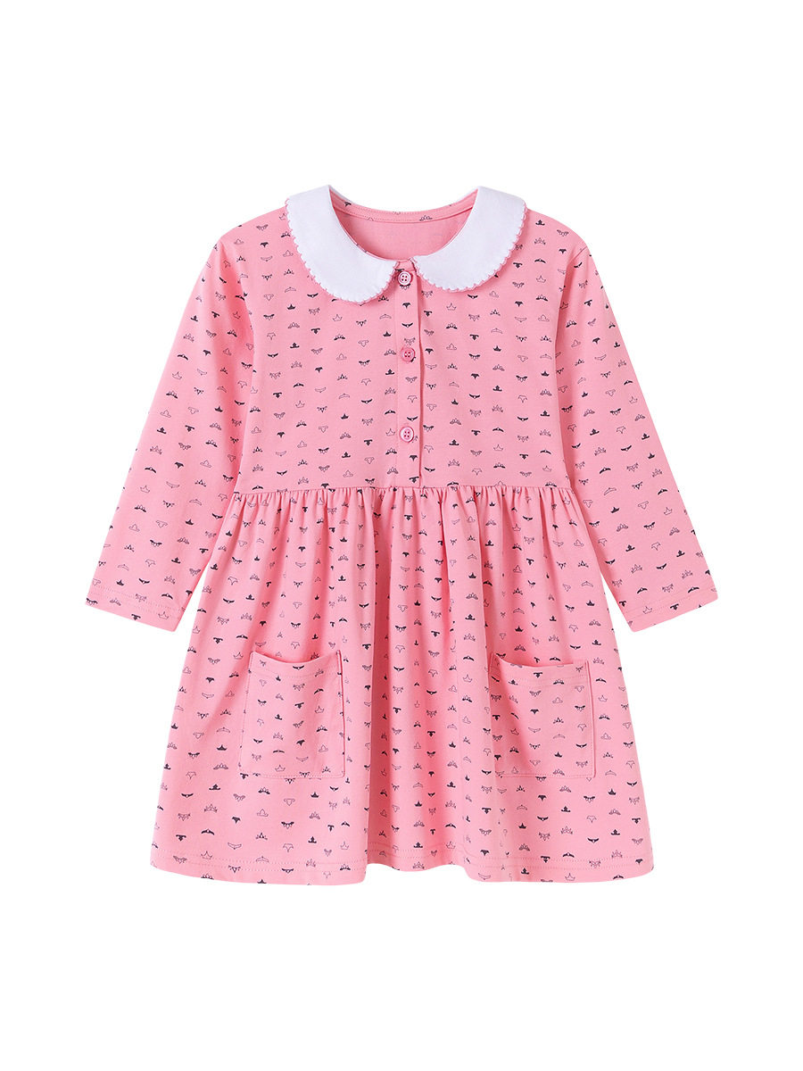 Girls' Dress Wholesale, New Autumn Printed Cotton Kids' Dress
