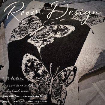 Texdream Butterfly Retro Knitted Jacquard Living Room Sofa Nap Air Conditioning Blanket Home Leisure Blanket Cloud Mink Velvet