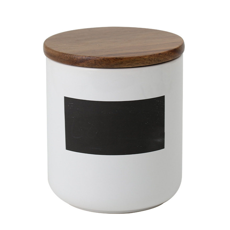 Nordic Ceramic Sealed Cans Cereals Candy Tea Storage Jar with Wooden Lid Seasoning Storage Jar Kitchen Supplies